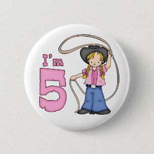 Cowgirl Roper 5th Birthday 6 Cm Round Badge
