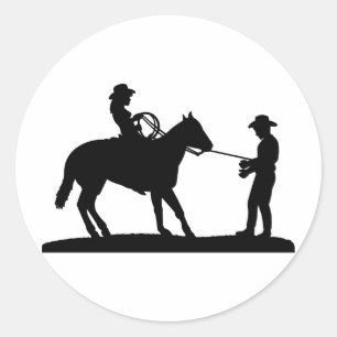 Cowgirl Roping Cowboy Classic Round Sticker