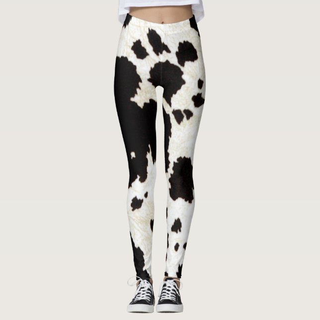 Cowgirl Rustic Country Cow Skin Leggings (Front)