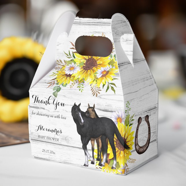 Cowgirl rustic  horse foal sunflowers baby shower favour box (Cowgirl rustic horse foal sunflowers baby shower favor box)