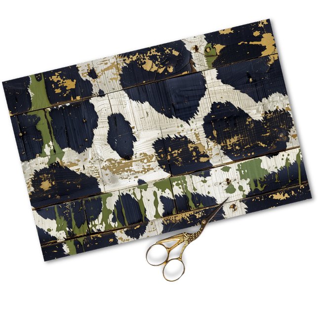 Cowgirl Rustic Western Green Cowhide Decoupage  Tissue Paper (Creator Uploaded)