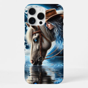 Cowgirl’s Tranquil Rest Beside the Moonlit Lake iPhone 16 Pro Max Case
