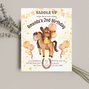 Cowgirl saddle up birthday budget invitation
