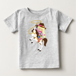 Cowgirl, Sheriff, Horse, Lasso, Blonde Hair Baby T-Shirt