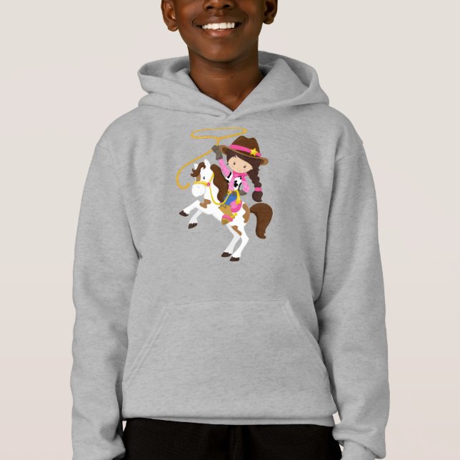 Cowgirl, Sheriff, Horse, Lasso, Brown Hair (Front)