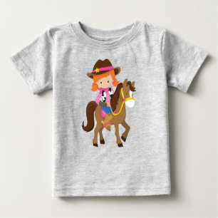 Cowgirl, Sheriff, Horse, Western, Orange Hair Baby T-Shirt