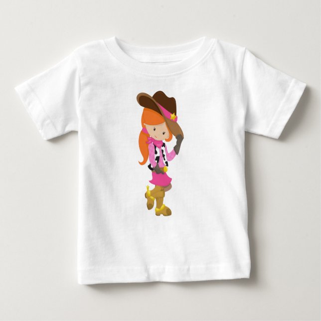Cowgirl, Sheriff, Western, Country, Orange Hair Baby T-Shirt (Front)