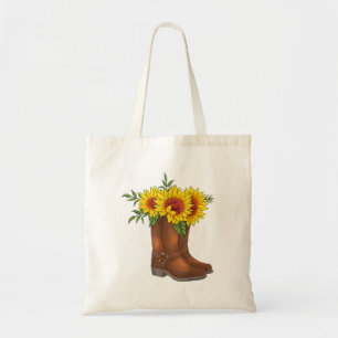 Cowgirl Shirt Sunflower Boots Rodeo Country Mus Tote Bag