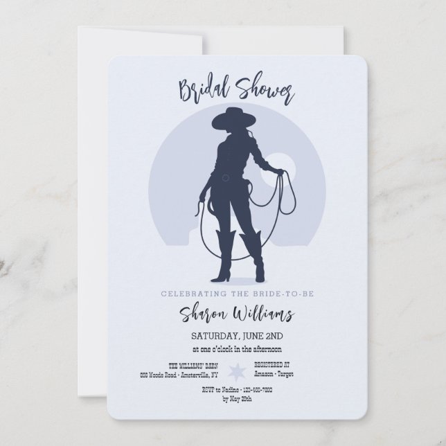 Cowgirl Silhouette Bridal Shower Invitation (Front)