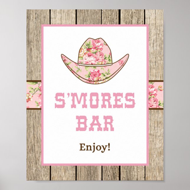 Cowgirl Smores Bar Party Sign (Front)