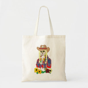 Cowgirl Sugar Skull Tote Bag