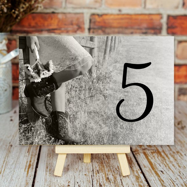 Cowgirl Sunflowers Country Western Wedding Table Number (Creator Uploaded)
