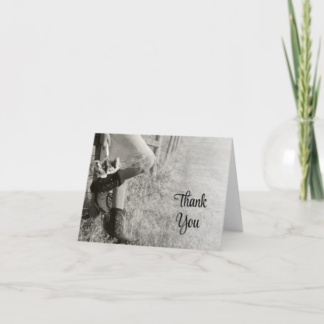 Cowgirl Sunflowers Western Bridesmaid Thank You Card (Front)