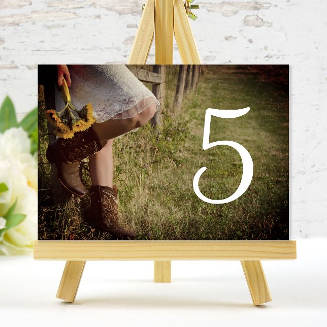 Cowgirl Sunflowers Western Wedding Table Numbers (Creator Uploaded)