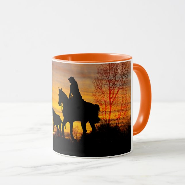 Cowgirl Sunset Horseback Ride Coffee Mug (Front Right)
