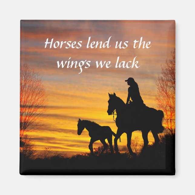 Cowgirl Sunset Horseback Ride Magnet (Front)