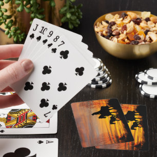 Cowgirl Sunset Horseback Ride Playing Cards