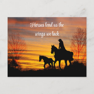 Cowgirl Sunset Horseback Ride Postcard