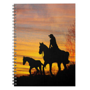 Cowgirl Sunset Horseback Ride Spiral Notebook