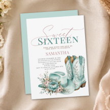 Cowgirl Teal Peony Sweet Sixteen Birthday