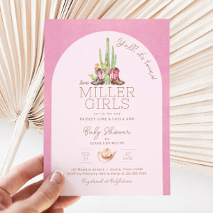 Cowgirl Twin Baby Shower Invitation