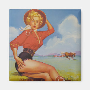 Cowgirl vintage Pin up Magnet