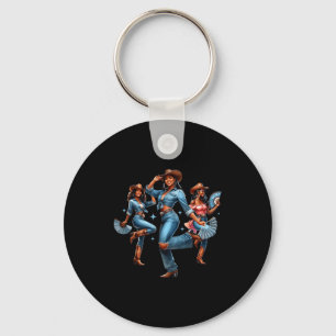 Cowgirl Western Afro Black Women African Black His Key Ring