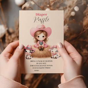 Cowgirl Western Baby Girl Diapper Raffle Enclosure Card