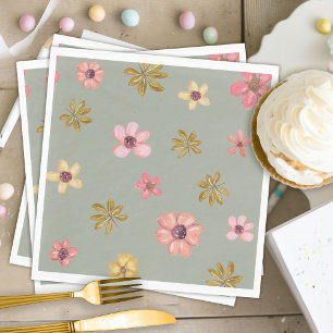 Cowgirl Western Baby Shower Boho Flowers Boots Napkin