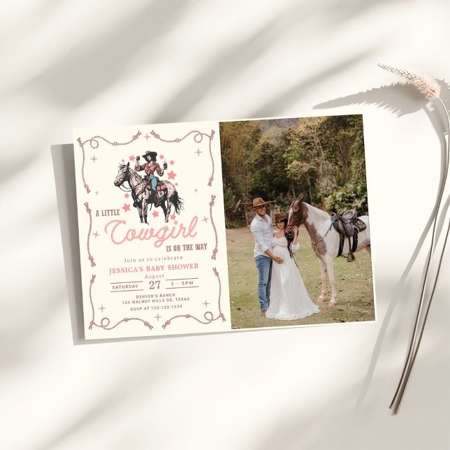 Cowgirl Western Baby Shower Photo Invitation (Creator Uploaded)