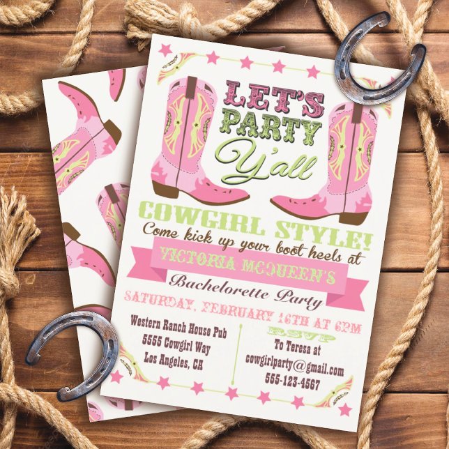 Cowgirl Western Bachelorette Party Invitations (Creator Uploaded)