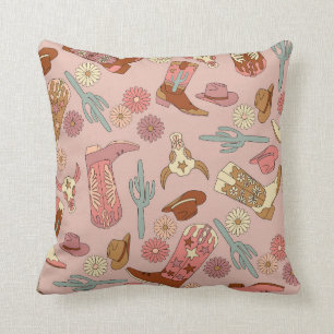 Cowgirl Western Boho Cowboy Boots Cushion