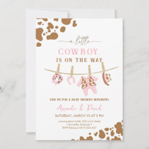 Cowgirl Western Brown Plaid Baby shower Invitation