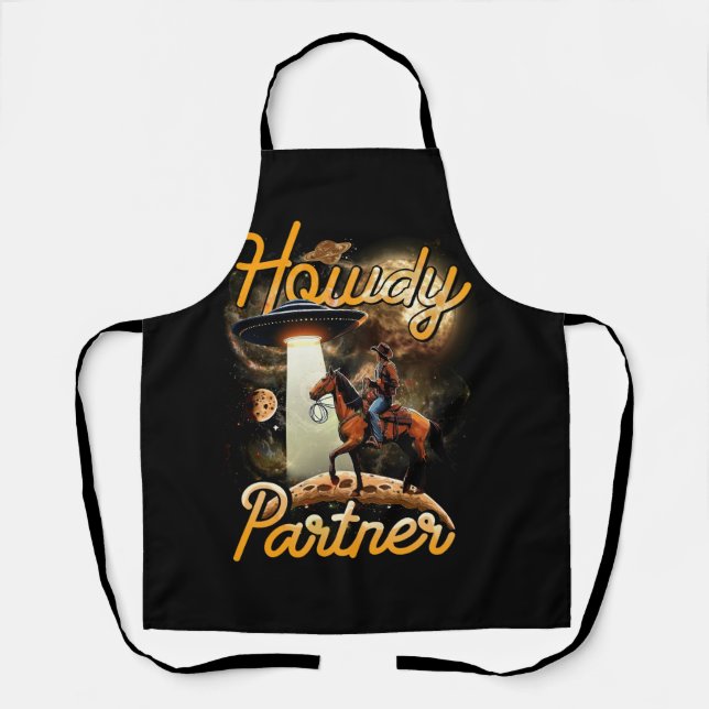 Cowgirl Western Country Alien Cowboy UFO Howdy Par Apron (Front)