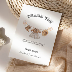 Cowgirl Western Country Baby Shower Thank You Card