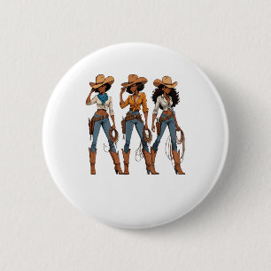 Cowgirl Western Country Texas Rodeo Black African 6 Cm Round Badge