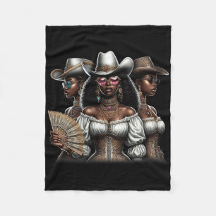 Cowgirl Western Country Texas Rodeo Black African Fleece Blanket