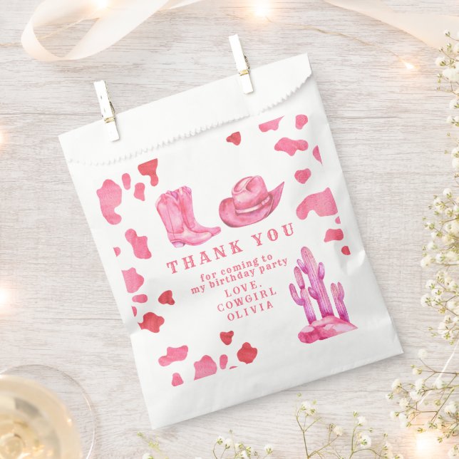 Cowgirl Western First Rodeo Birthday Thank You Favour Bag (Clipped)