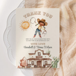 Cowgirl Western Girl Ranch Cactus Baby Shower Thank You Card