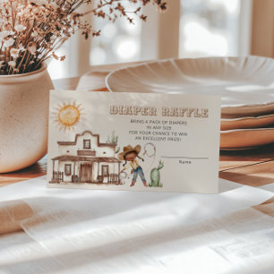 Cowgirl Western Girl Ranch Cactus Diaper Raffle Enclosure Card