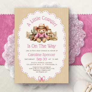 Cowgirl Western Girls Pink Baby Shower Invitation