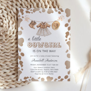 Cowgirl Western Hat Boots Dress Baby Shower Invitation