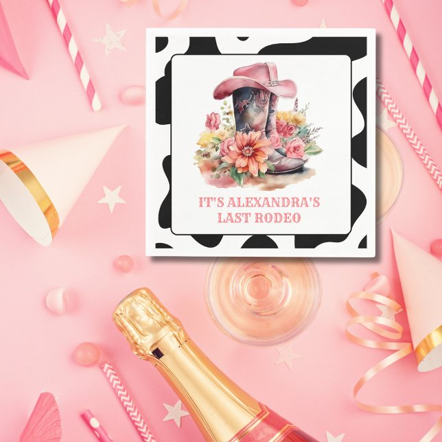 Cowgirl Western Last Rodeo Bachelorette Party Napkin (Creator Uploaded)