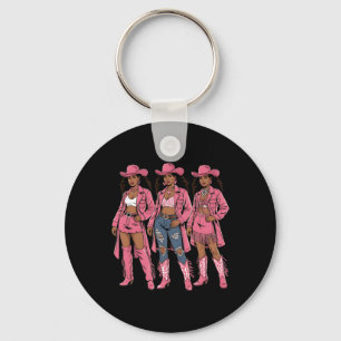 Cowgirl Western Melanin Juneteenth Black History M Key Ring