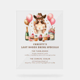 Cowgirl Western Rodeo Bachelorette Bridal Shower Acrylic Sign
