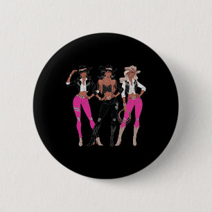 Cowgirl Western Rodeo Melanin Juneteenth Black His 6 Cm Round Badge
