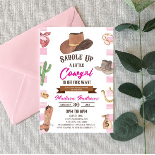 Cowgirl Western Rodeo Wild West Baby Shower Invitation