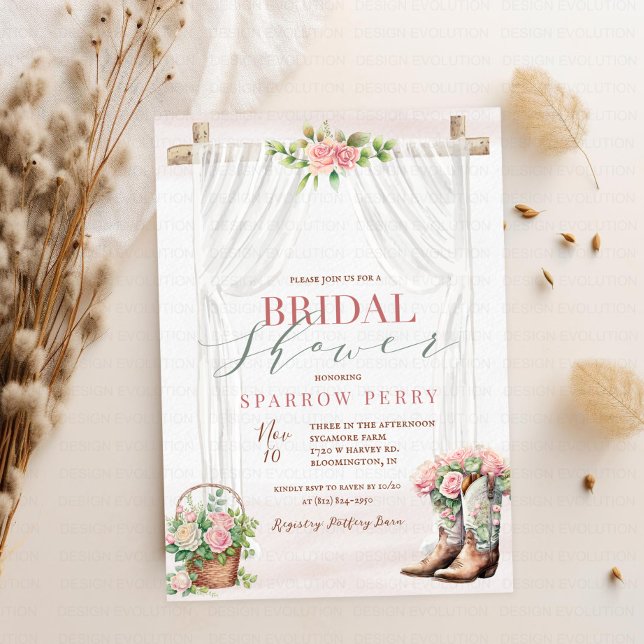 Cowgirl Western Rustic Floral Bridal Shower  Invitation (Creator Uploaded)