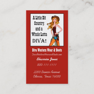 “Cowgirl Western Wear and Boots” Diva  Business Card