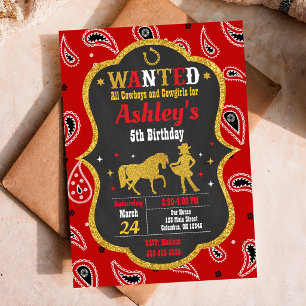 Cowgirl Western Wild West Party Birthday Invitation